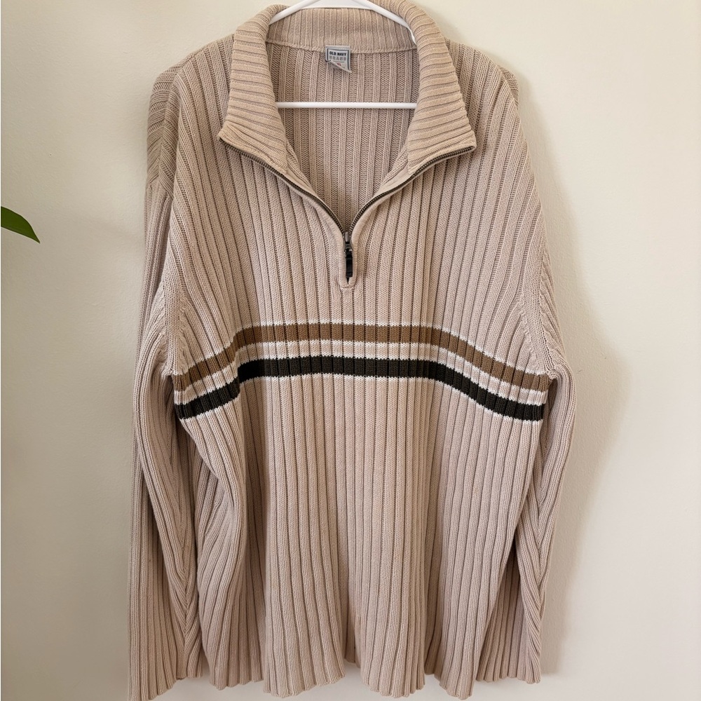 Old Navy Men's Beige Zip-Up Sweater